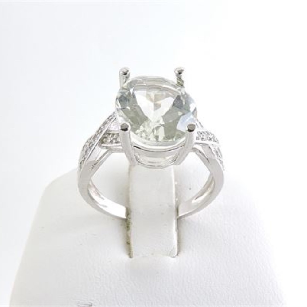 925 Silver Green Amethyst & CZ Ring